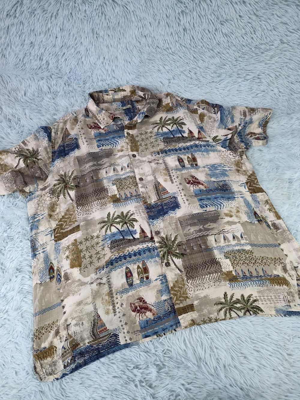 2 Batik Bay Men’s Tropical Hawaiian Button Down Shirt Palm Tree Size XXL - Picture 10 of 16
